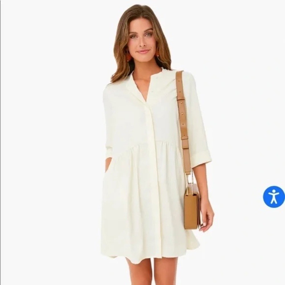 Tuckernuck NWT Women's Royal Ivory Cream Mini Shirt Dress-‎ Size XS